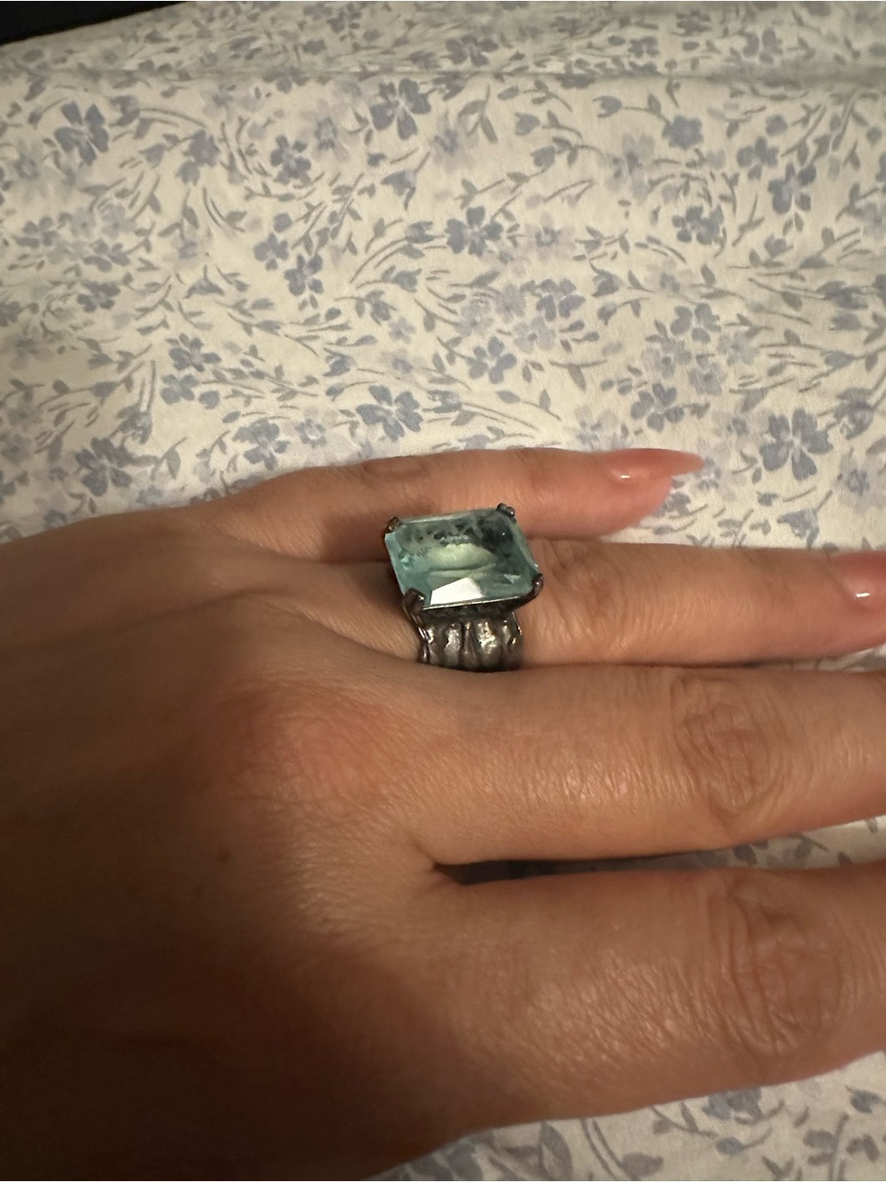 Silpada .926 Silver ring Aquamarine-Rectangular stone sz. 7